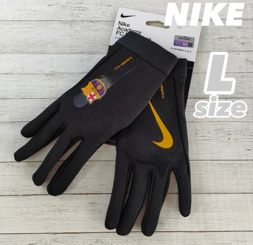 【Lサイズ】ナイキ　NIKE　BLACK　ブラック　バルセロナ　タッチスクリーン　グローブ　手袋　防寒対策　スポーツ　サッカー