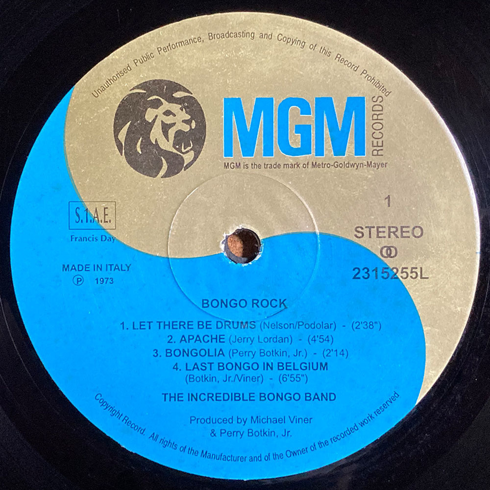 【試聴あり FUNK SOUL LP】THE INCREDIBLE BONGO BAND / BONGO ROCK / 1枚組LP / 1973 イタリア盤 / レコード / APACHE_画像3