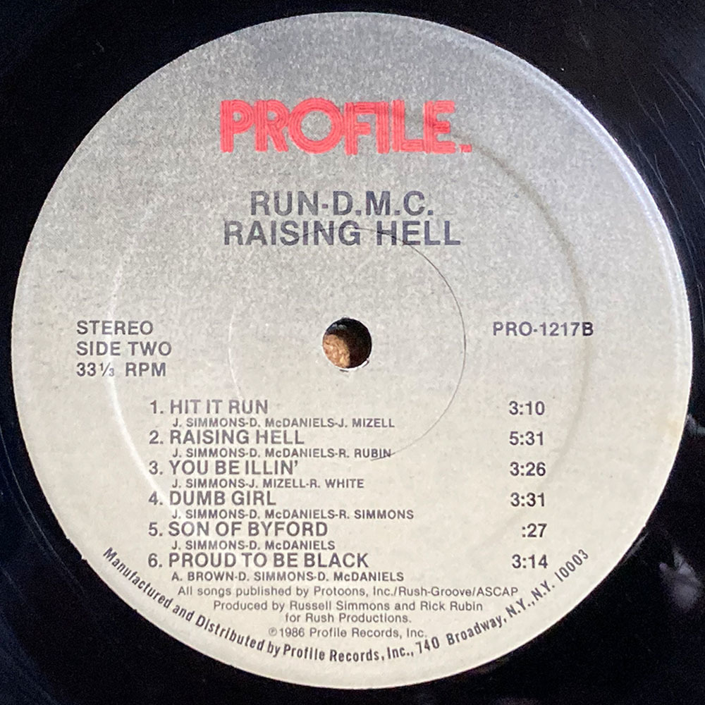 【試聴あり HIPHOP LP】RUN DMC / RAISING HELL / 1枚組LP / 1986 US盤 / レコード / MASTERDISK刻印あり / カット盤_画像4