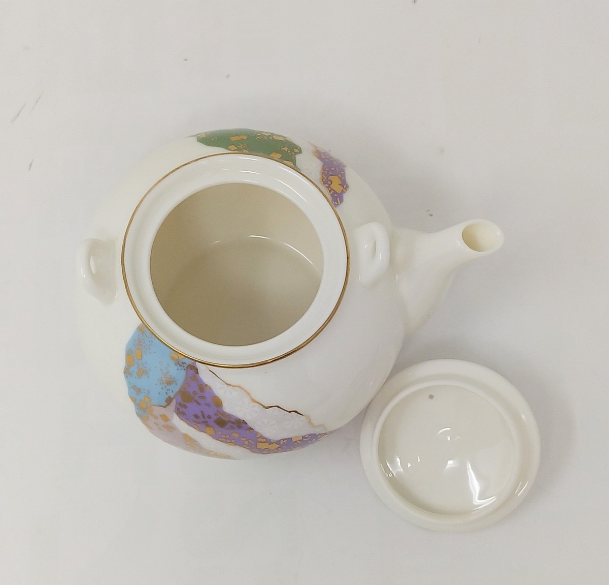 m2-681☆【陶彩 ちぎり絵 茶器 急須】龍峰窯 美濃焼 ちぎり絵シリーズ 急須のみ 陶芸 工芸品 陶器◆未使用保管品_画像5