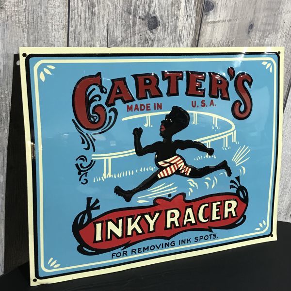 Carter's Inky Racer ウォールアート アメリカン柄 巾着 2点セット ブリキ看板 インテリア おしゃれ 雑貨 小物入れ オブジェ コレクション_画像2