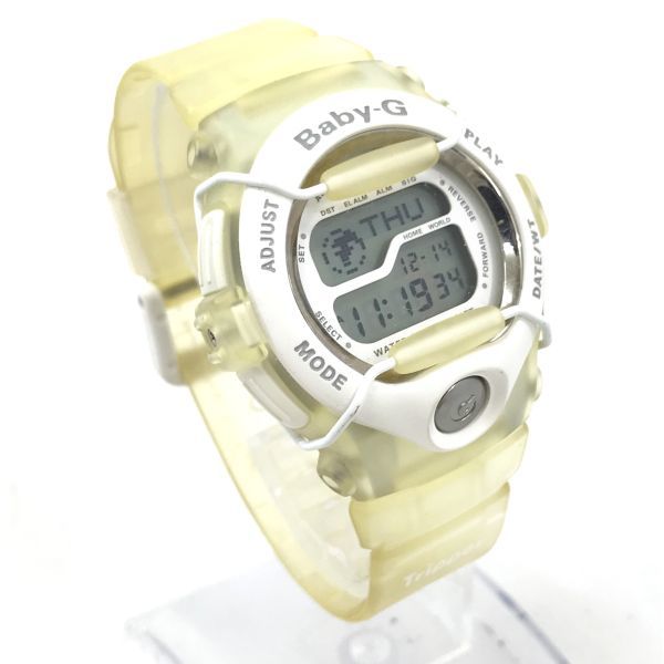 超美品 CASIO カシオ BABY-G ベビーG 腕時計 BGT-100F-7T クオーツ シンデレラホワイト イエロー ケース付き 新品電池交換済 動作確認済_画像3