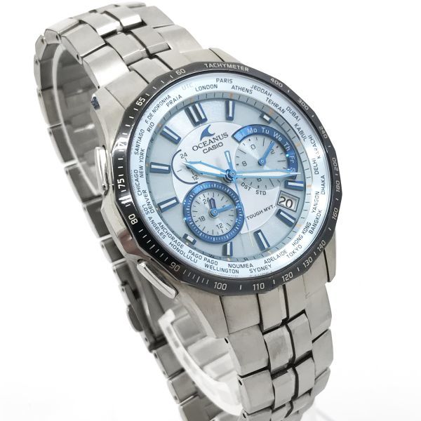 美品 CASIO カシオ OCEANUS オシアナス マンタ 腕時計 OCW-S1400P-2 電波ソーラー タフソーラー チタン マルチバンド6 ブルー 動作確認済_画像3