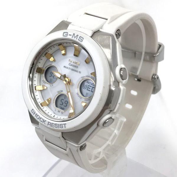 CASIO カシオ G-MS ジーミズ 腕時計 MSG-W100-7A2 電波ソーラー マルチバンド6 アナデジ ラウンド ホワイト カレンダー 動作確認済み_画像3
