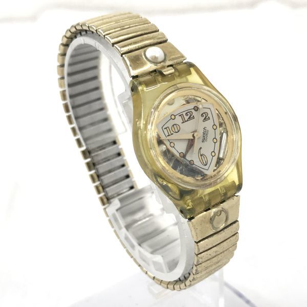 Swatch スウォッチ 腕時計 クオーツ PREMIERE LK151 イエロー ゴールド 伸縮ベルトコレクション コレクター おしゃれ 個性的 スケルトン_画像4