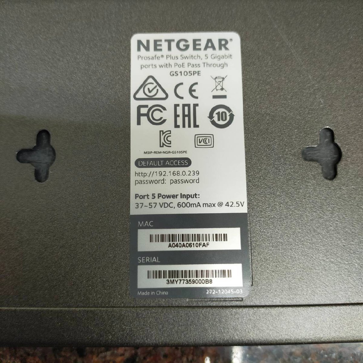 T6101＊【現状品】NETGEAR ネットギア GS105PE スイッチングハブ_画像8