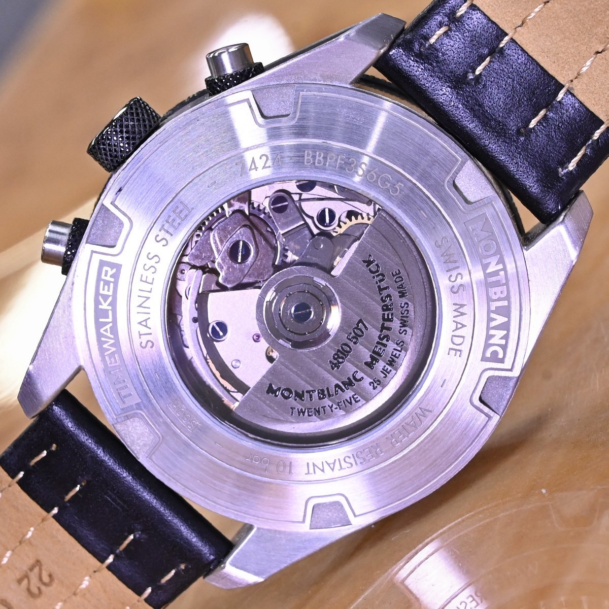 本物 極上品 モンブラン 極希少 116096 セラミック タイムウォーカー クロノグラフ メンズウォッチ 紳士自動巻腕時計 箱 保証書 MONTBLANC_画像7