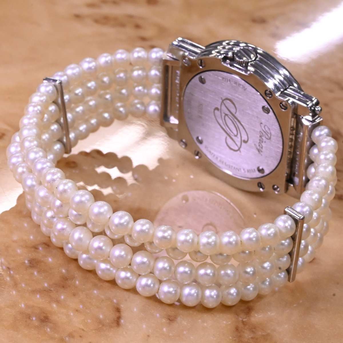  genuine article super-beauty goods poare ultimate rare K18 white gold 4 ream pearl ma* pull mie original bracele wristwatch watch belt band POIRAY