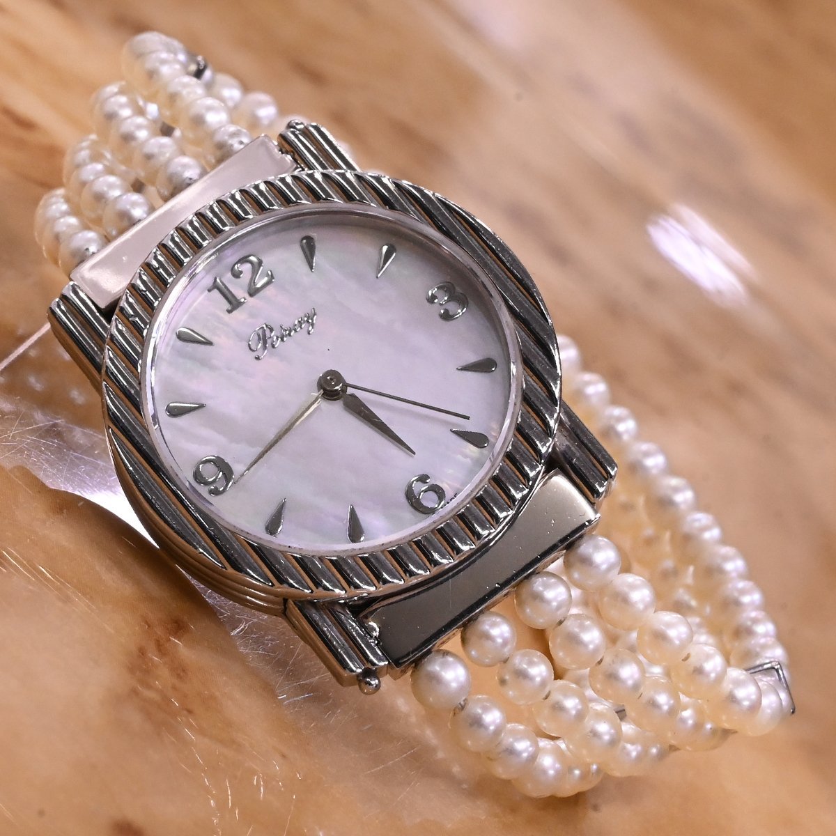  genuine article super-beauty goods poare ultimate rare K18 white gold 4 ream pearl ma* pull mie original bracele wristwatch watch belt band POIRAY