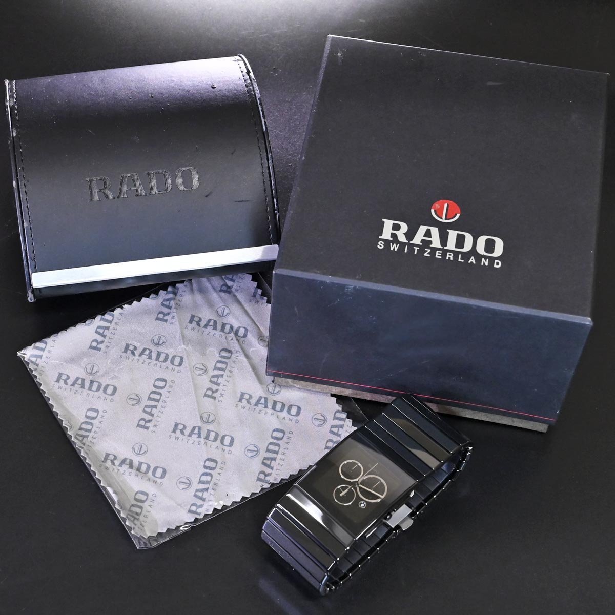 本物 極上品 ラドー 極希少 セラミカ XL クロノグラフ メンズウォッチ 男性用腕時計 ブラックセラミックブレス 保存箱付 RADO_画像9