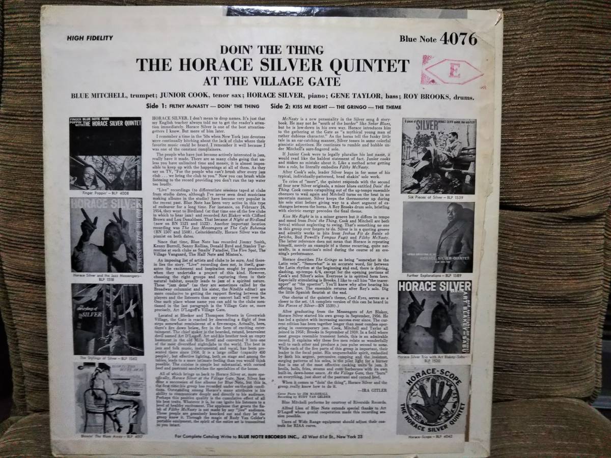 US MONOオリジナル盤 HORACE SILVER QUINTET / DOIN' THE THING (BLUE NOTE 4076 NEW YORK USA　RVG刻印)_画像2