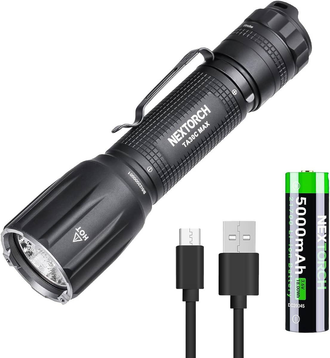 NEXTORCH TA30C MAX LED タクティカルライト 3000ルーメン 防水 護身用 テールスイッチ ワンステップ