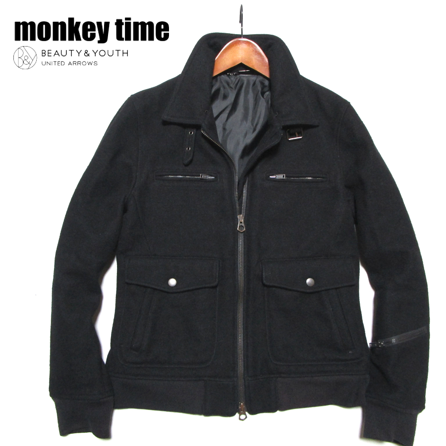 【ユナイテッドアローズ モンキータイム】 メルトン　ボンバージャケット　サイズM　ブラック　UNITED ARROWS monkey time_画像1