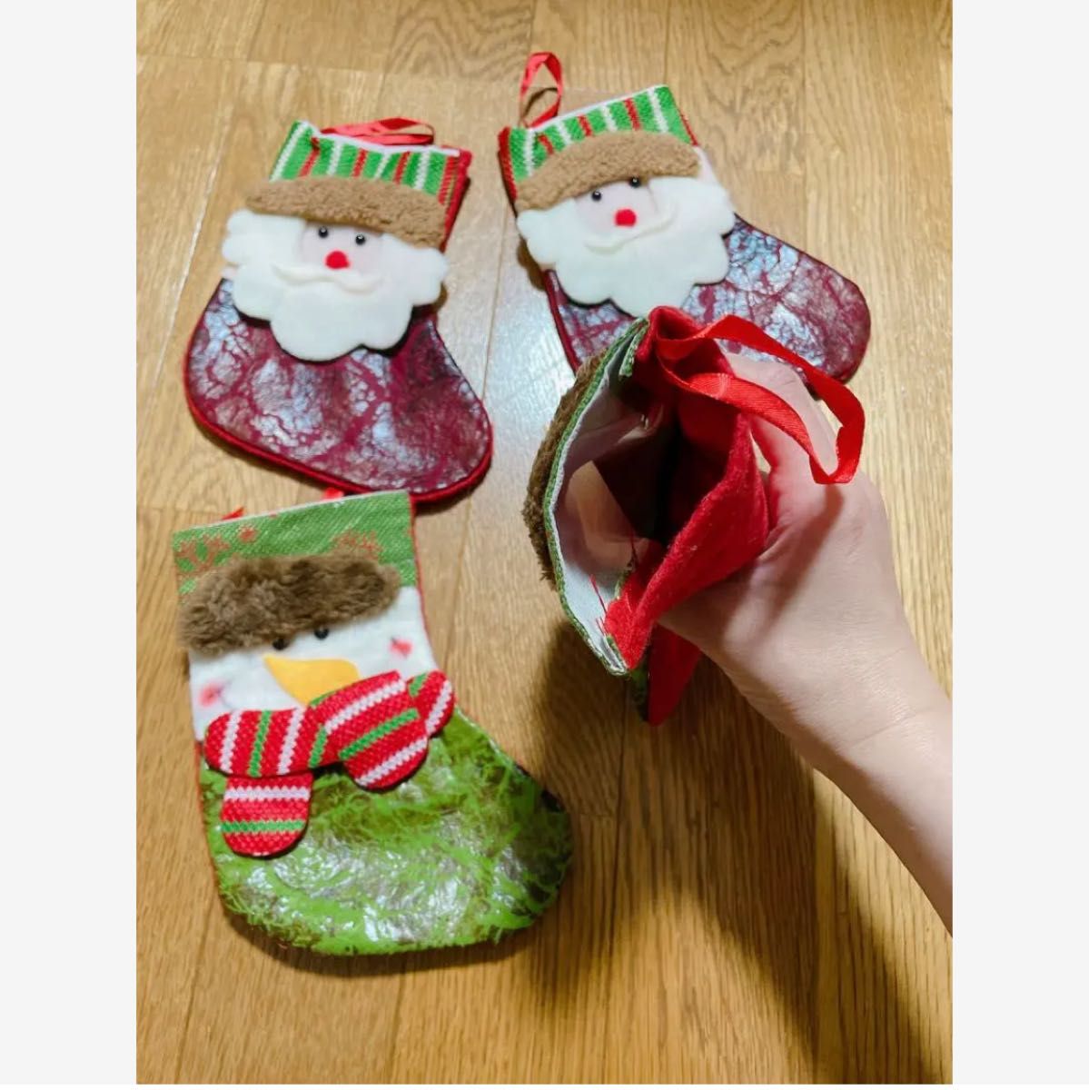 半額セール！2枚セット クリスマスの靴下 サンタクロース 雪だるま クリスマス ソックス飾り 可愛い オーナメント