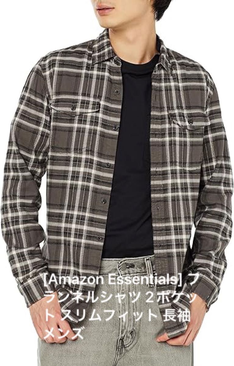 半額セール！[Amazon Essentials] フランネルシャツ 2ポケット スリムフィット 長袖 メンズ