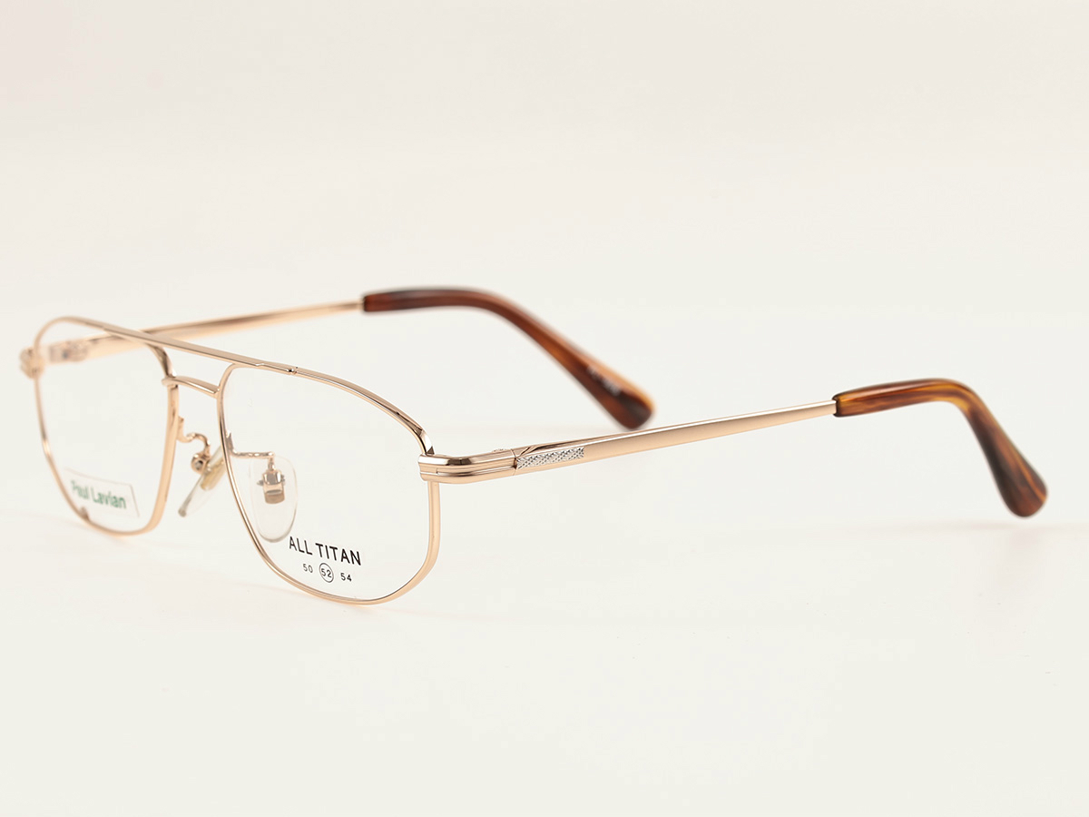 Paul Lavian チタン ゴールド ツーブリッジ 男性用 メンズ 小さめ 小さいサイズのメガネ 486_画像2
