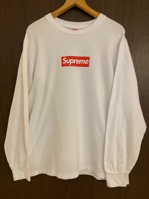 美品 20AW Supreme BOX LOGO L/S Tee White Red シュプリーム ボックスロゴ ロンT 白 長袖 Tシャツ サイズ M_画像1