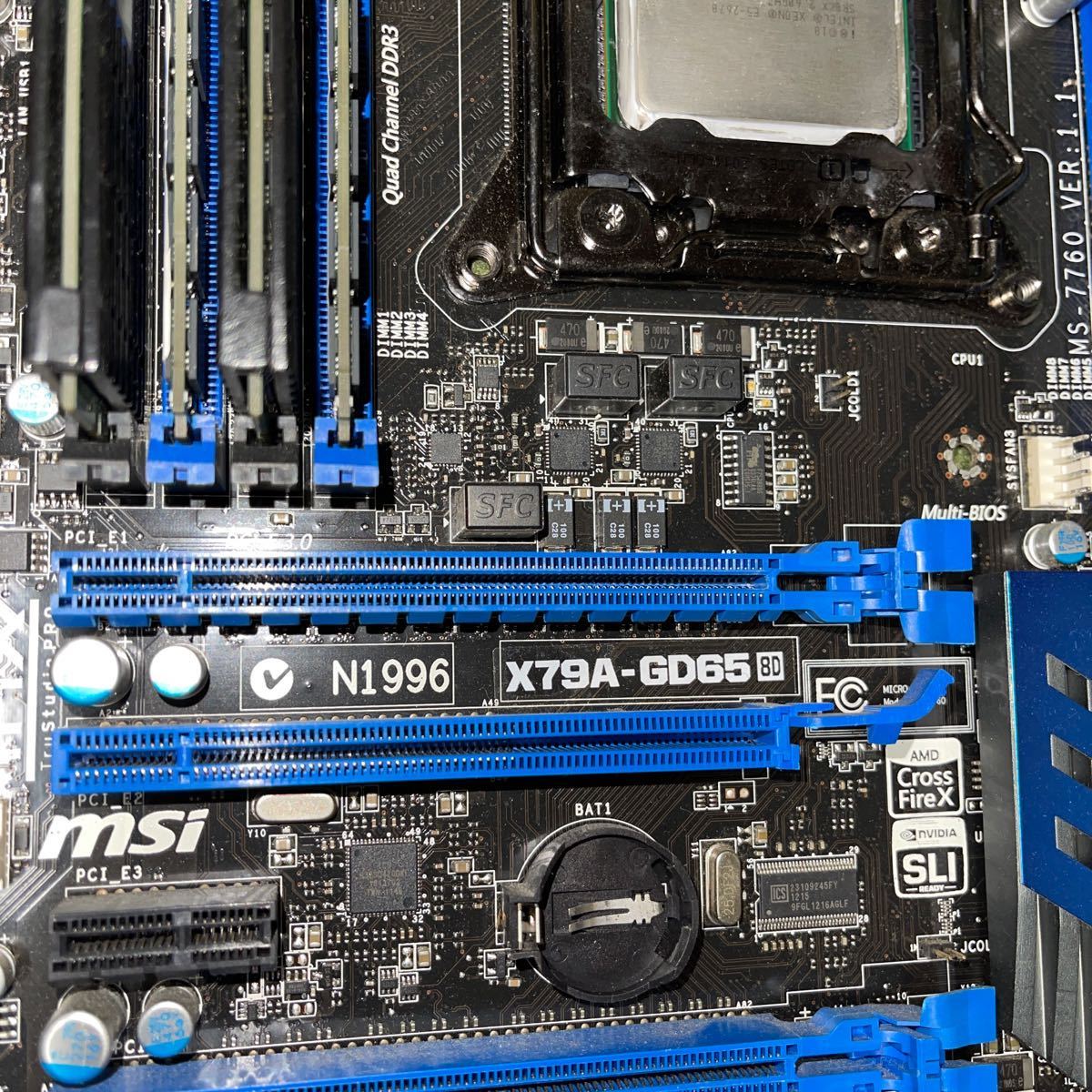 ジャンク　msi マザーボード X79-GD85 LGA 2011 xeon E5-2670 2.6GHz メモリ16G付属_画像2