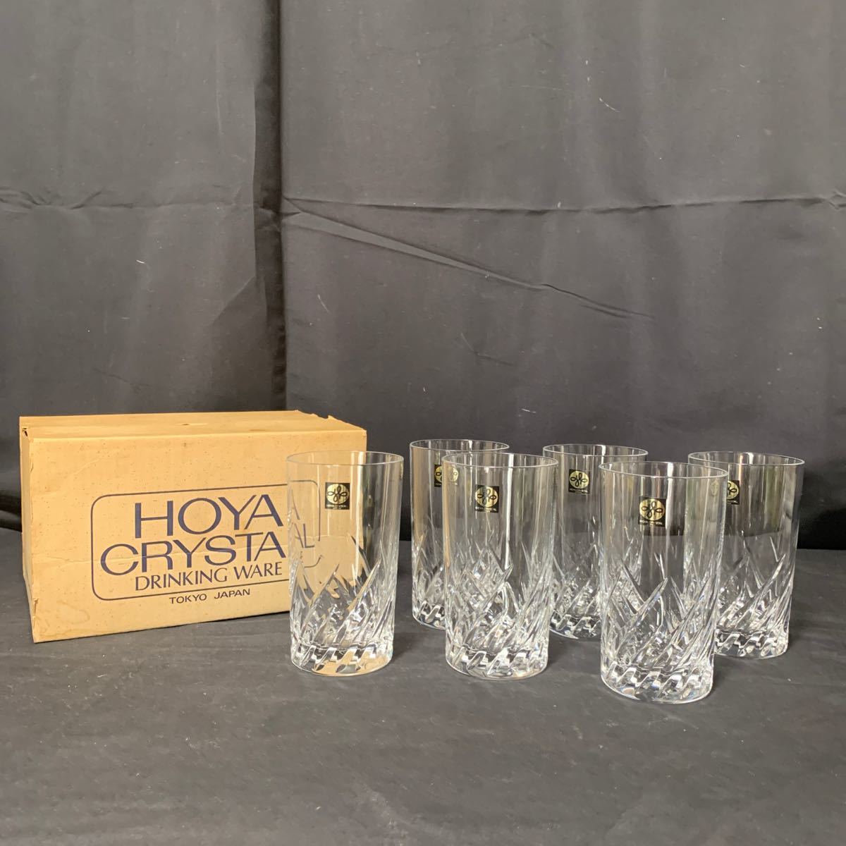 未使用品 HOYA CRYSTAL DRINKING WARE NTF0124 FOカット 8oz ハイボール 6pcs クリスグラス 6客 水割り ハイボールグラス _画像1