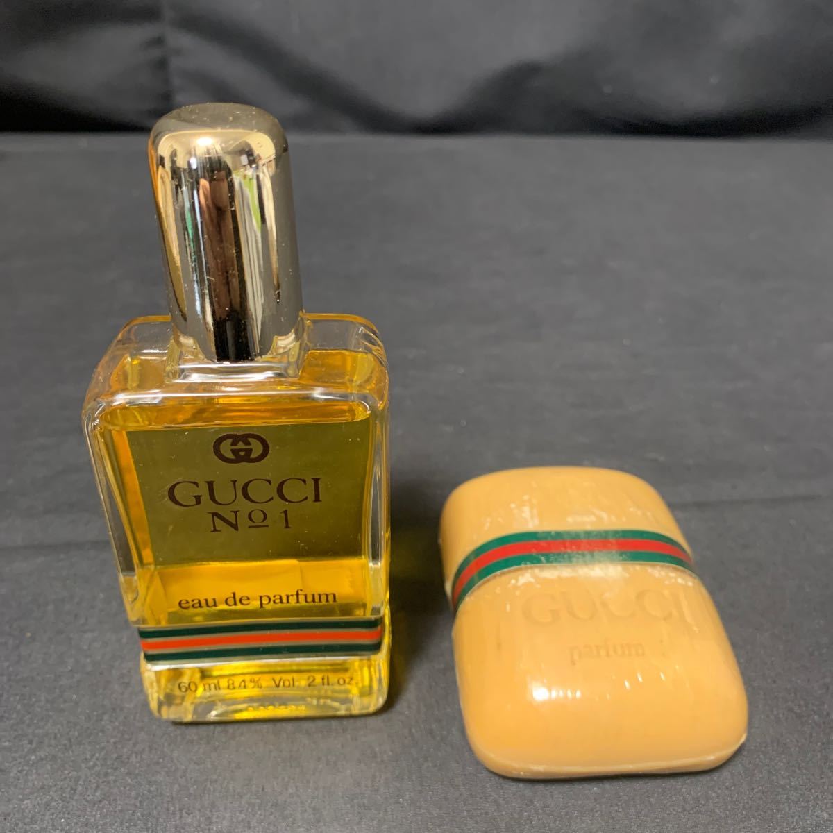 GUCCI グッチ 香水 石鹸 ポーチセット バニティポーチ オールドグッチ GG ブラウン オードパルファム EDP 60ml 香水 ボトル 石鹸 未使用品_画像2