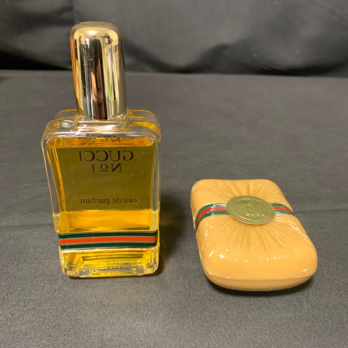 GUCCI グッチ 香水 石鹸 ポーチセット バニティポーチ オールドグッチ GG ブラウン オードパルファム EDP 60ml 香水 ボトル 石鹸 未使用品_画像3