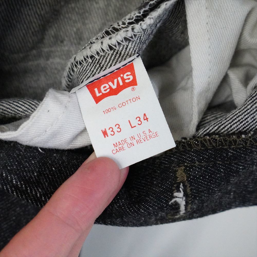 90s ビンテージ Levis リーバイス 501 先染め ブラック デニム ジーンズ USA製 33/34_画像6