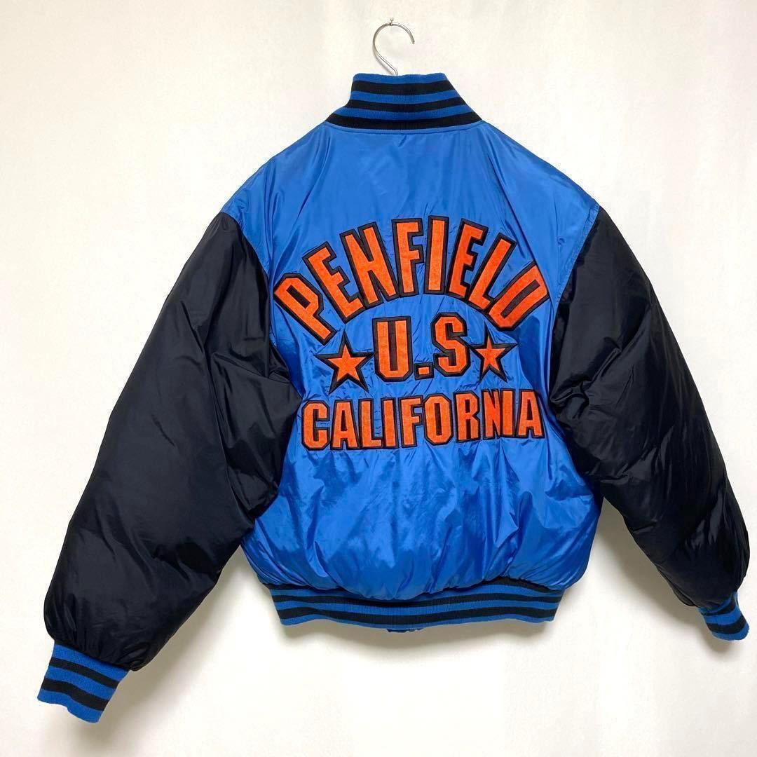 希少 美品 PENFIELD ペンフィールド スタジャン ダウンジャケット USA古着 カルフォルニア ボリューム 青 黒 L 希少 美品 PENFIELD ペンフィールド スタジャン ダウンジャケット USA古着 カルフォルニア ボリューム 青 黒 L