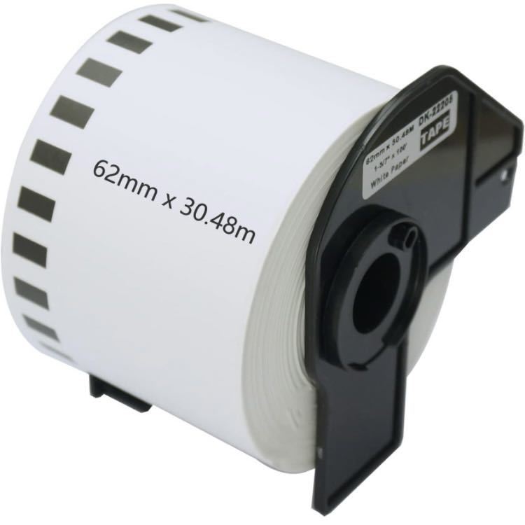 BETCKEY 長尺紙テープ(大) 互換 Brother ブラザー DK-2205, 62mm x 30.48m, 感熱紙ラベル 6ロール、専用ホルダー 1個_画像1