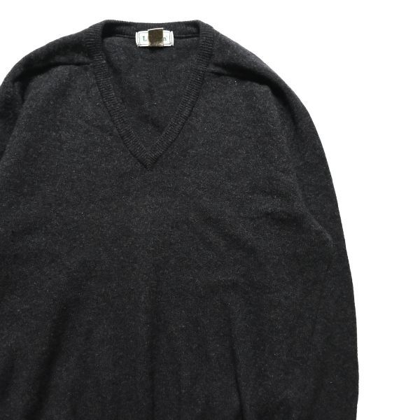 【激安】 チャコールグレー (L) 濃灰 ニットセーター ウール Vネック LLビーン L.L.BEAN 90's 80's アイルランド製 80年代 オールド 旧タグ 90年代 男性用