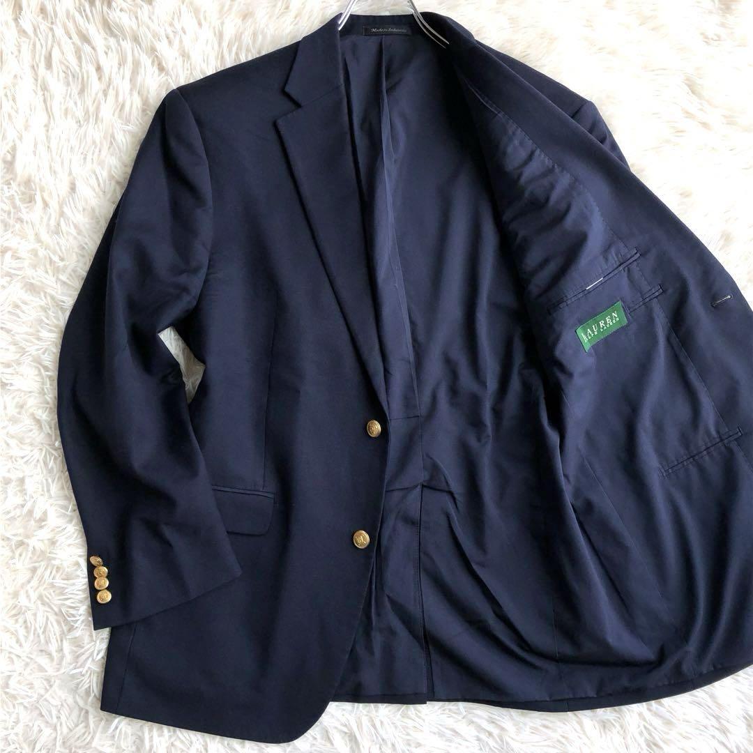 ラルフローレン【超希少サイズ XL 金の輝き】RALPH LAUREN テーラードジャケット 紺ブレ ネイビー 金ボタン ウール シングル フォーマル_画像1