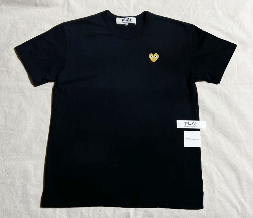 送料無料 COMME des GARCONS PLAY ゴールドハートアイコン 黒 送料無料 COMME des GARCONS PLAY ゴールドハートアイコン 黒