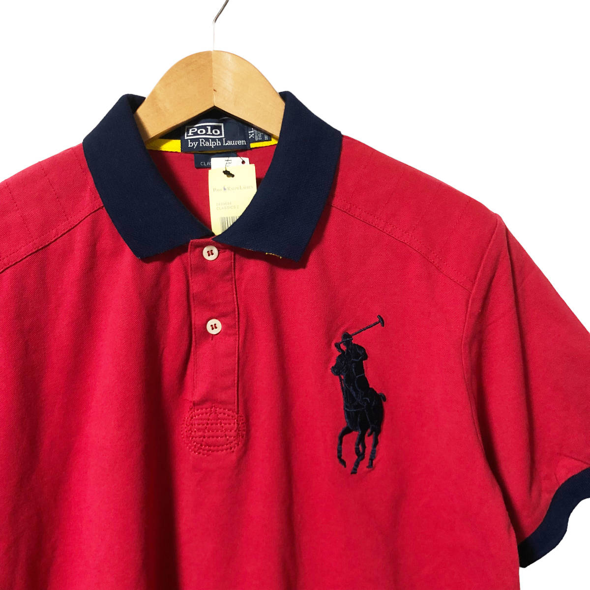 Polo by Ralph Lauren ポロバイラルフローレン ビッグポニー ポロシャツ ラガーシャツ 半袖 XL 赤 メンズ A11_画像3