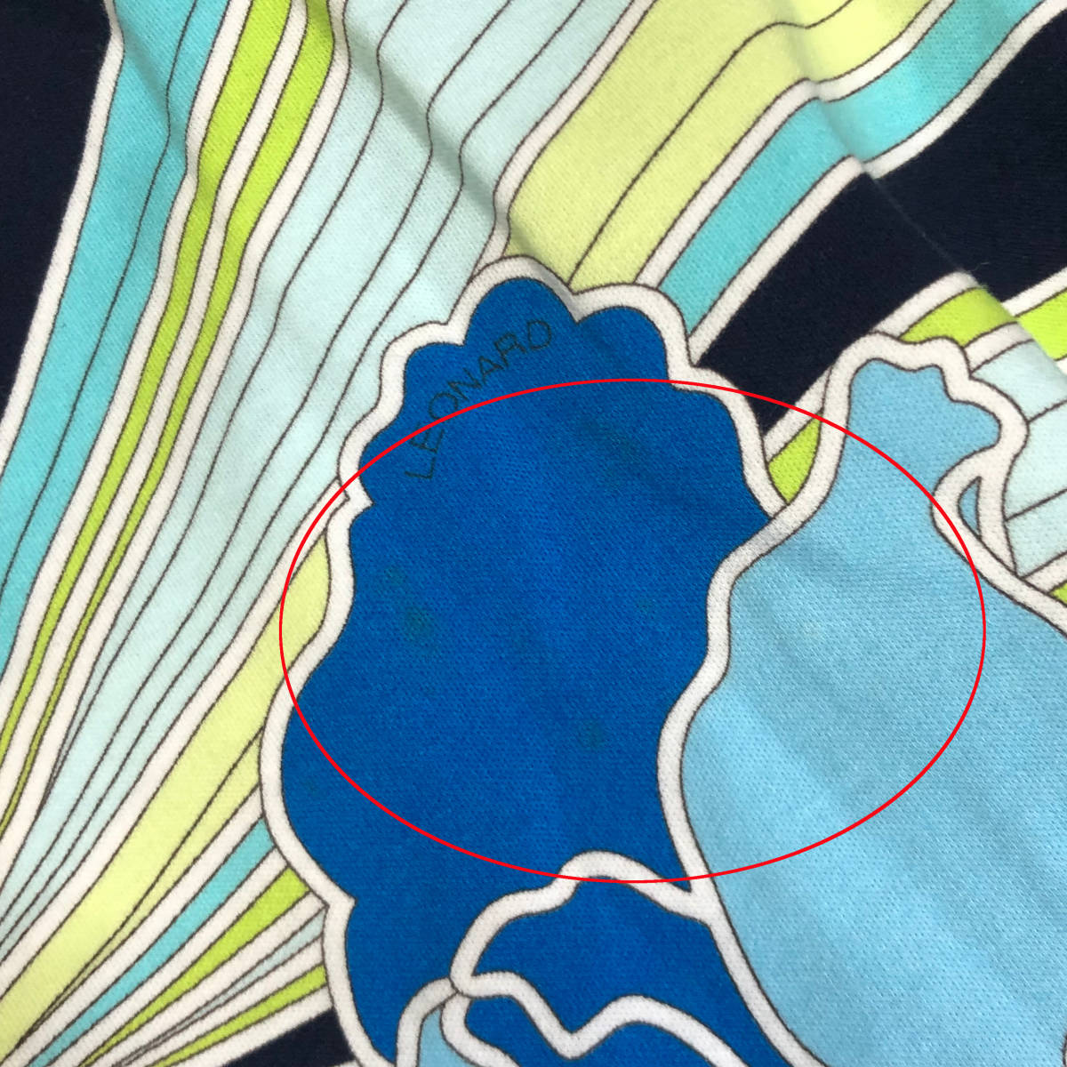 LEONARD SPORT レオナール Tシャツ カットソー 花柄 半袖 40 ネイビー ブルー レディース A34_画像9