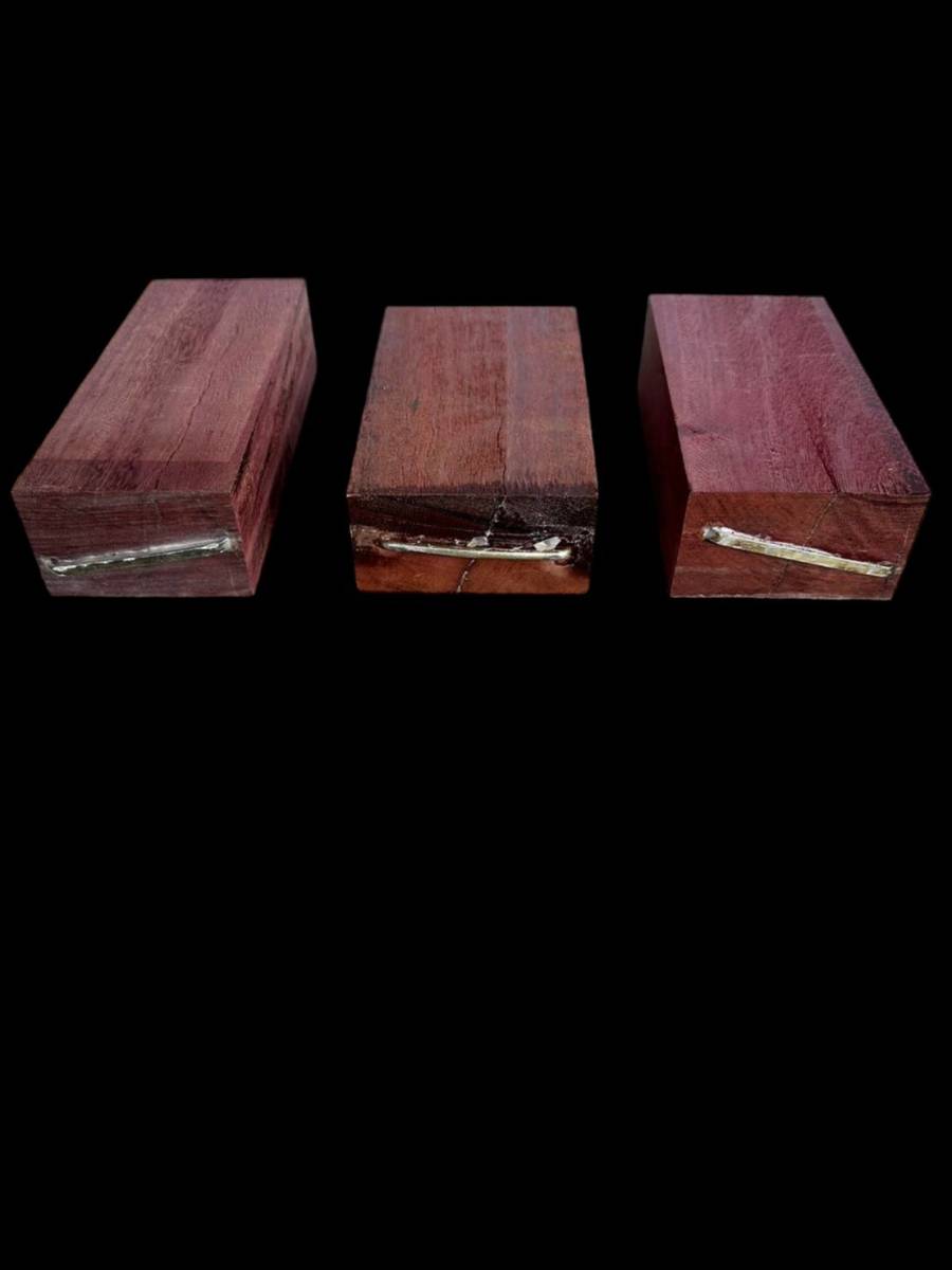 J16　パープルハート　3点セット　無垢一枚板　乾燥材　無垢材　木工　材料　DIY　小物造り_画像7
