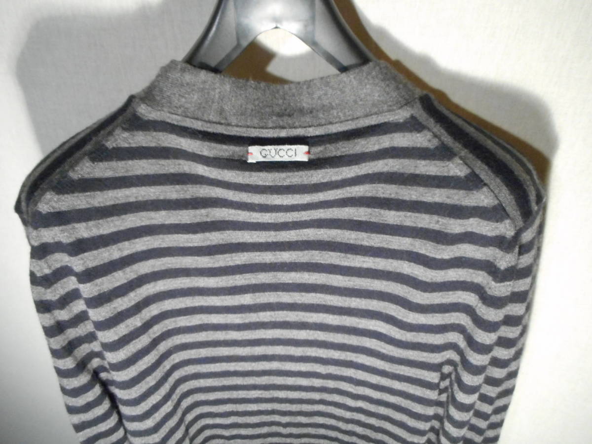  rare *[GUCCI* Gucci ][ back GUCCI cloth tag equipment ornament ] designer's wool cardigan 