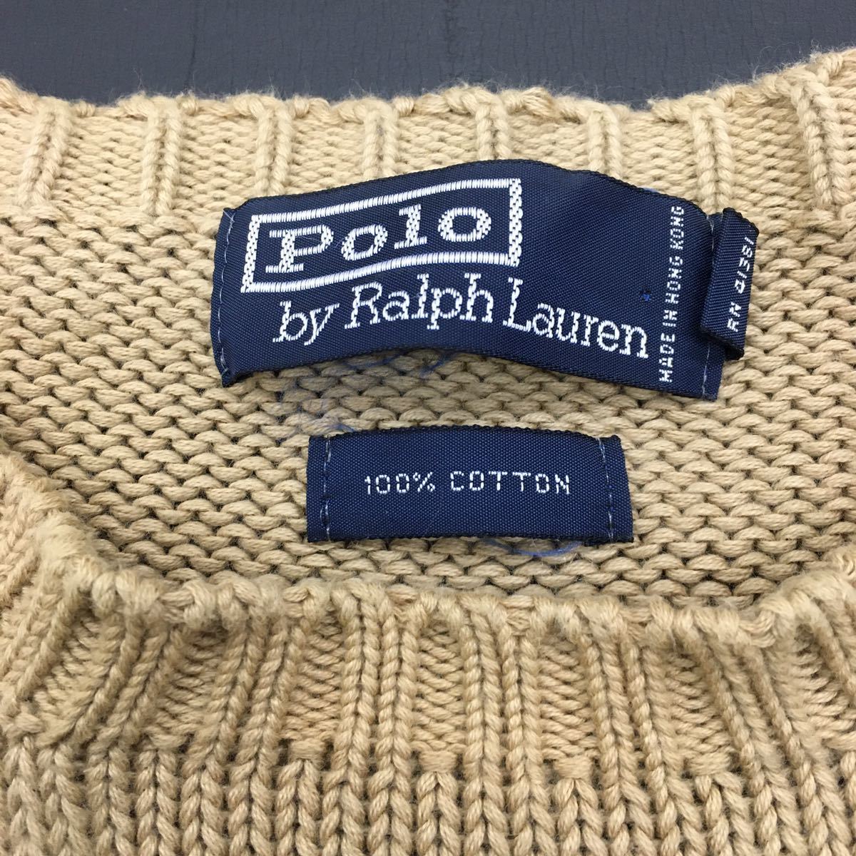 POLO BY RALPH LAUREN ポロ バイ ラルフローレン コットンニットセーター プルオーバー ポニー刺繍 ワンポイント メンズ サイズM_画像5