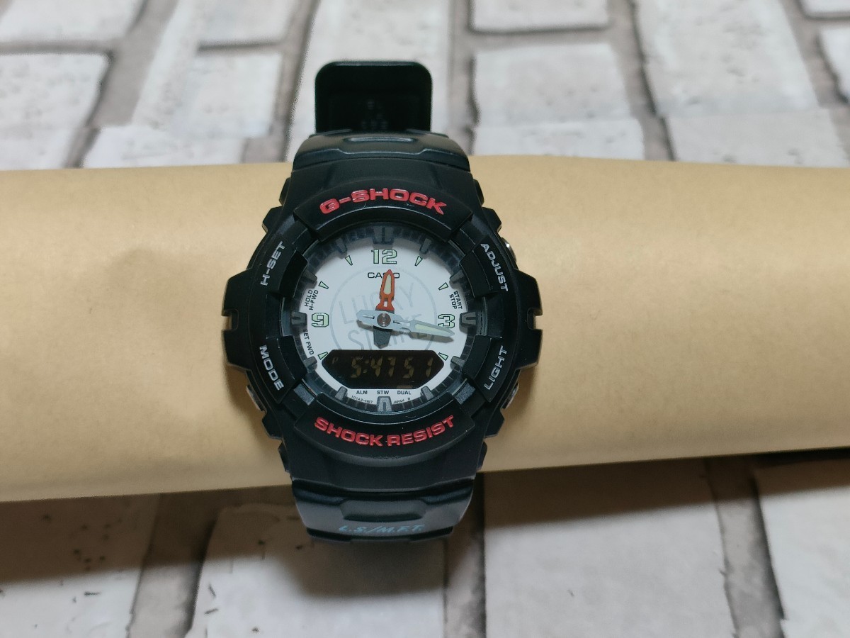  редкий сотрудничество! Vintage CASIO G-SHOCK Lucky Strike 2000шт.@ ограничение L.S./M.F.T. G-100 LUCKY STRIKE JAPAN печать подсветка фотография есть 