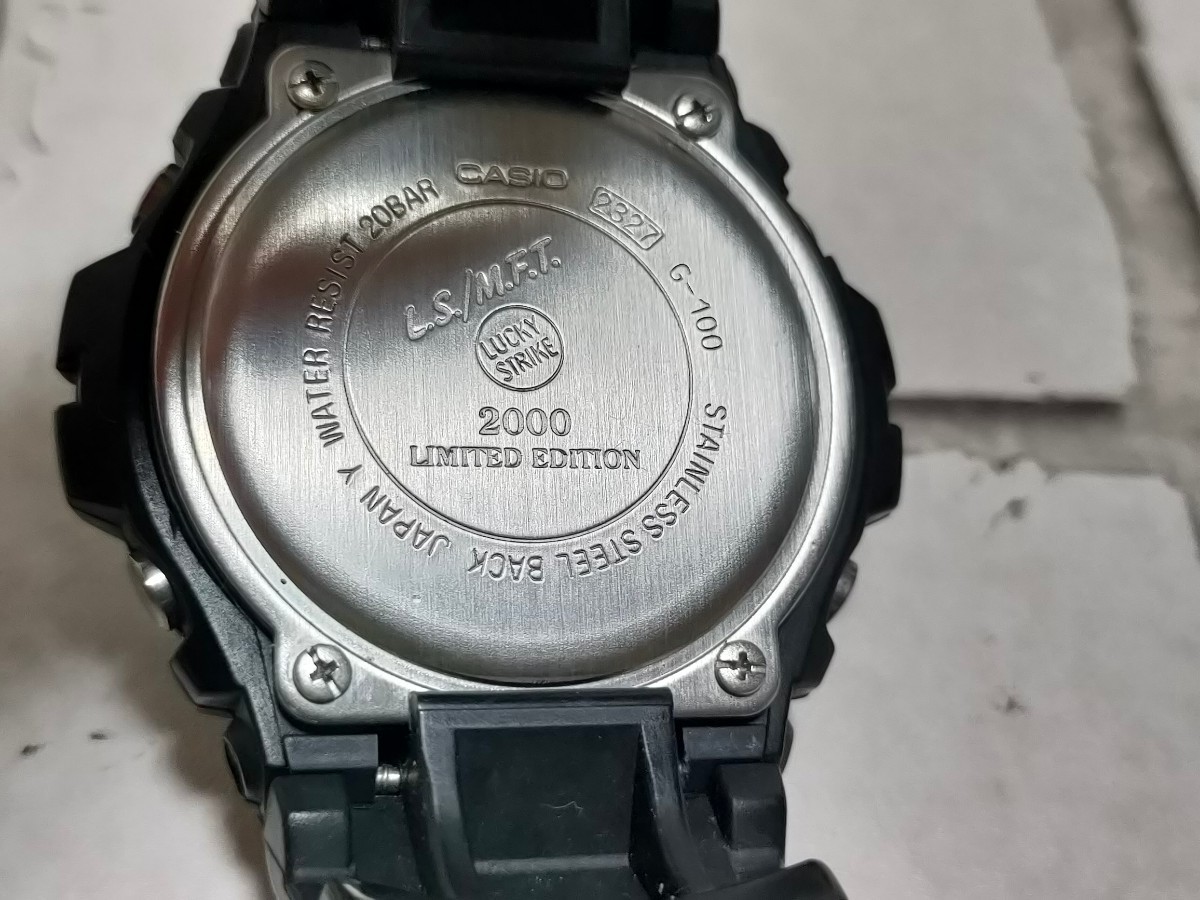  редкий сотрудничество! Vintage CASIO G-SHOCK Lucky Strike 2000шт.@ ограничение L.S./M.F.T. G-100 LUCKY STRIKE JAPAN печать подсветка фотография есть 