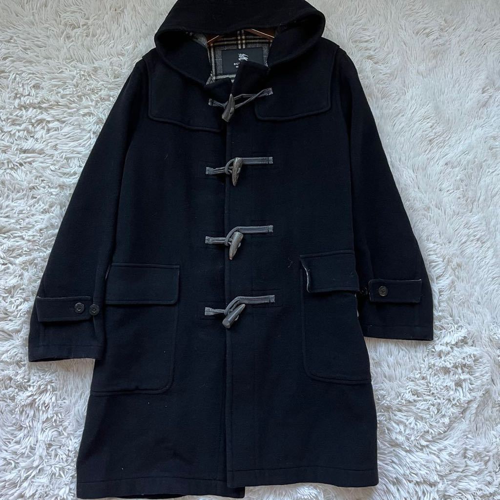 美品 M〜L BURBERRY BLACK LABEL バーバリーブラックレーベル ダッフルコート ノバチェック ブラック メンズ 羊毛 ロング アウター_画像2