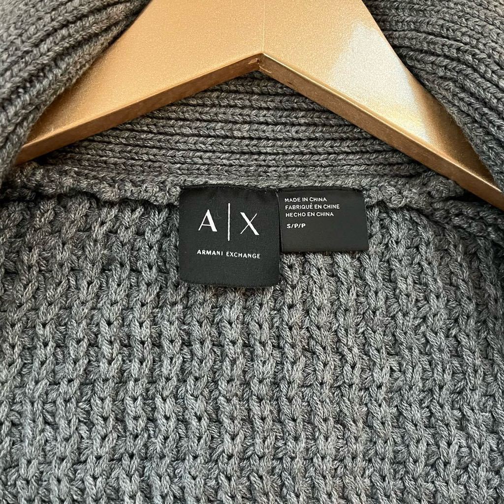 【新品 L】ARMANI EXCHANGE アルマーニエクスチェンジ カーディガン ショールカラー ブラック 黒 コットン ウール メンズ ケーブル 編み_画像7