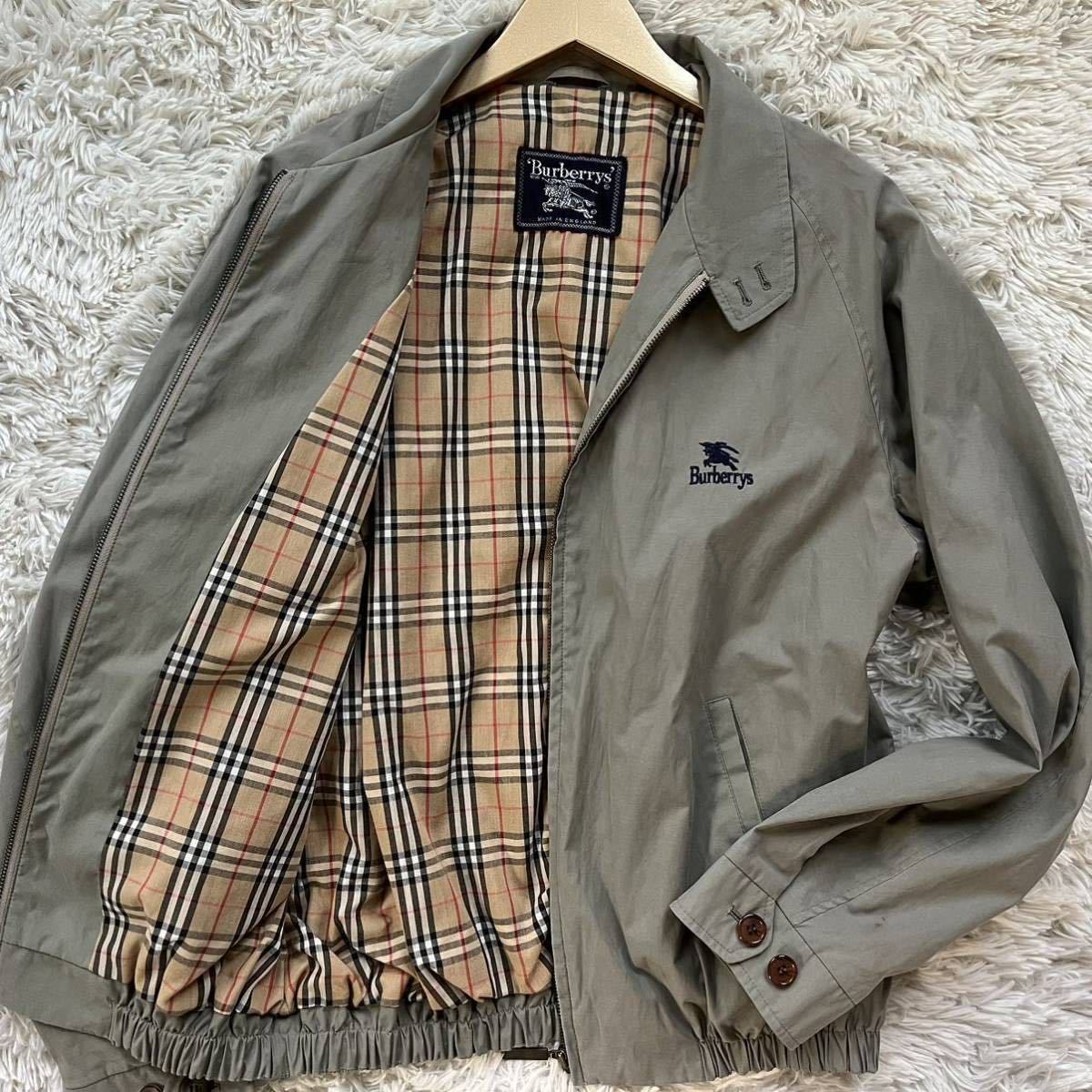 美品 Lサイズ BURBERRY【圧巻のノバチェック】バーバリー スイングトップ ブルゾン ホースロゴ カーキ メンズ ジャケット アウター _画像1