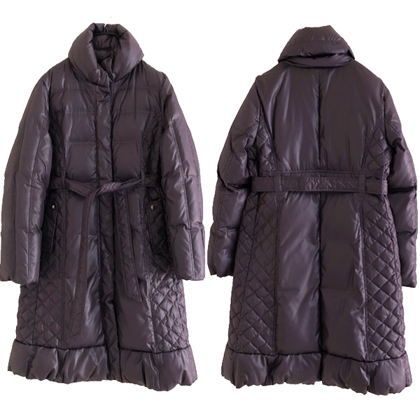 [ETIENNEetienn] belt attaching quilting down coat long down jacket purple series M size lady's for women 