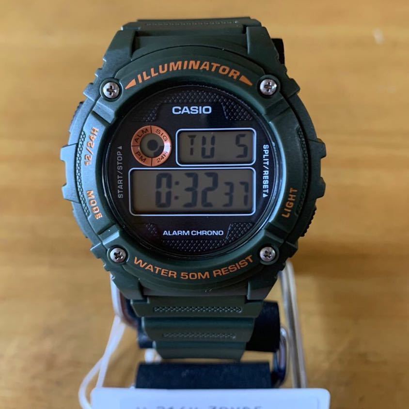 【新品・箱なし】カシオ CASIO スタンダード デジタル メンズ 腕時計 W-216H-3B カーキ_画像2