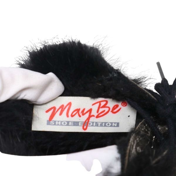 美品★ mayBe メイビー 秋冬 裏起毛★ ファー レザー スニーカー シューズ 靴 Sz.37　レディース　E3G00819_C#T_画像9