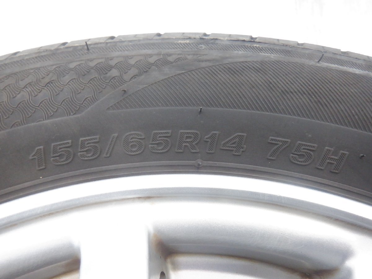 ☆小傷程度☆JH1 N-WGN☆ 4H 100 4.5J +40 14インチ ホンダ純正 アルミホイール タイヤ 155/65R14 BRIDGESTONE REGNO レグノ 4本_画像6