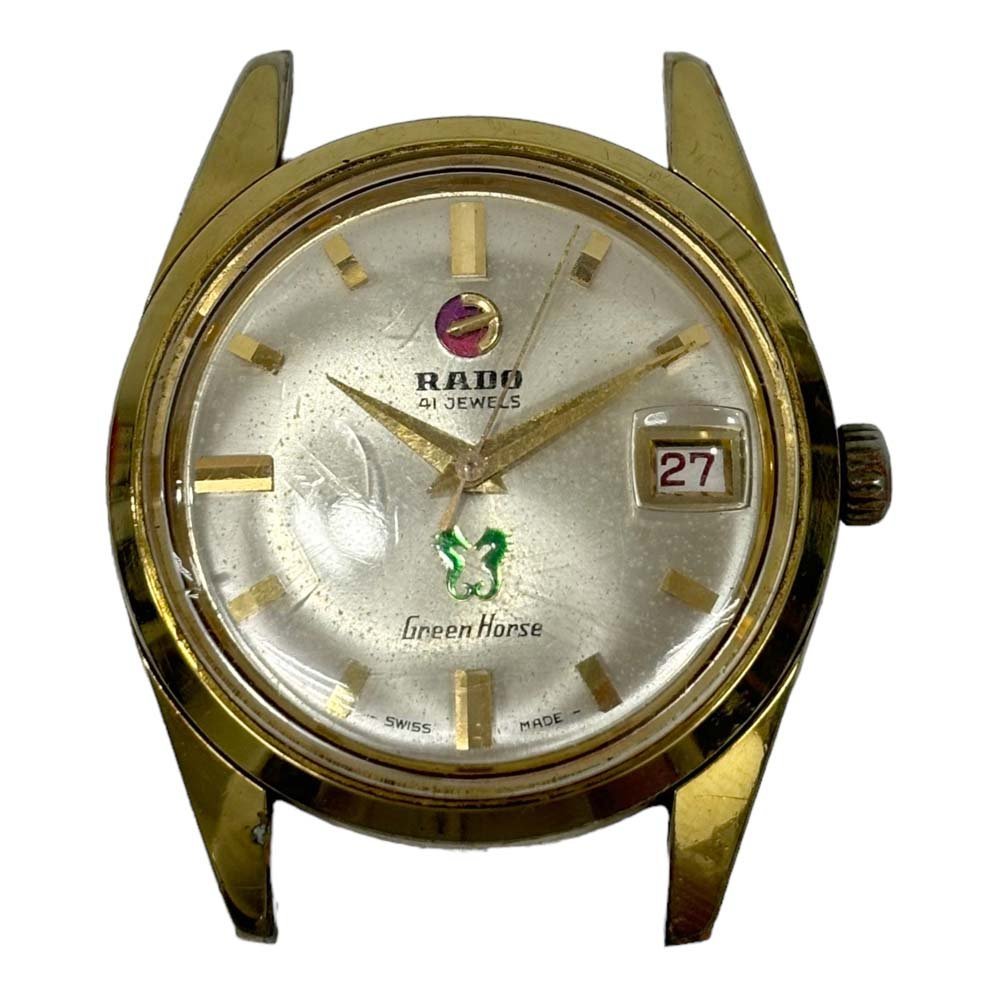 23-4743【稼働品】ラドー 11658 グリーンホース 41石 自動巻き 機械式 ゴールドカラー RADO Green Horse 腕時計 メンズ
