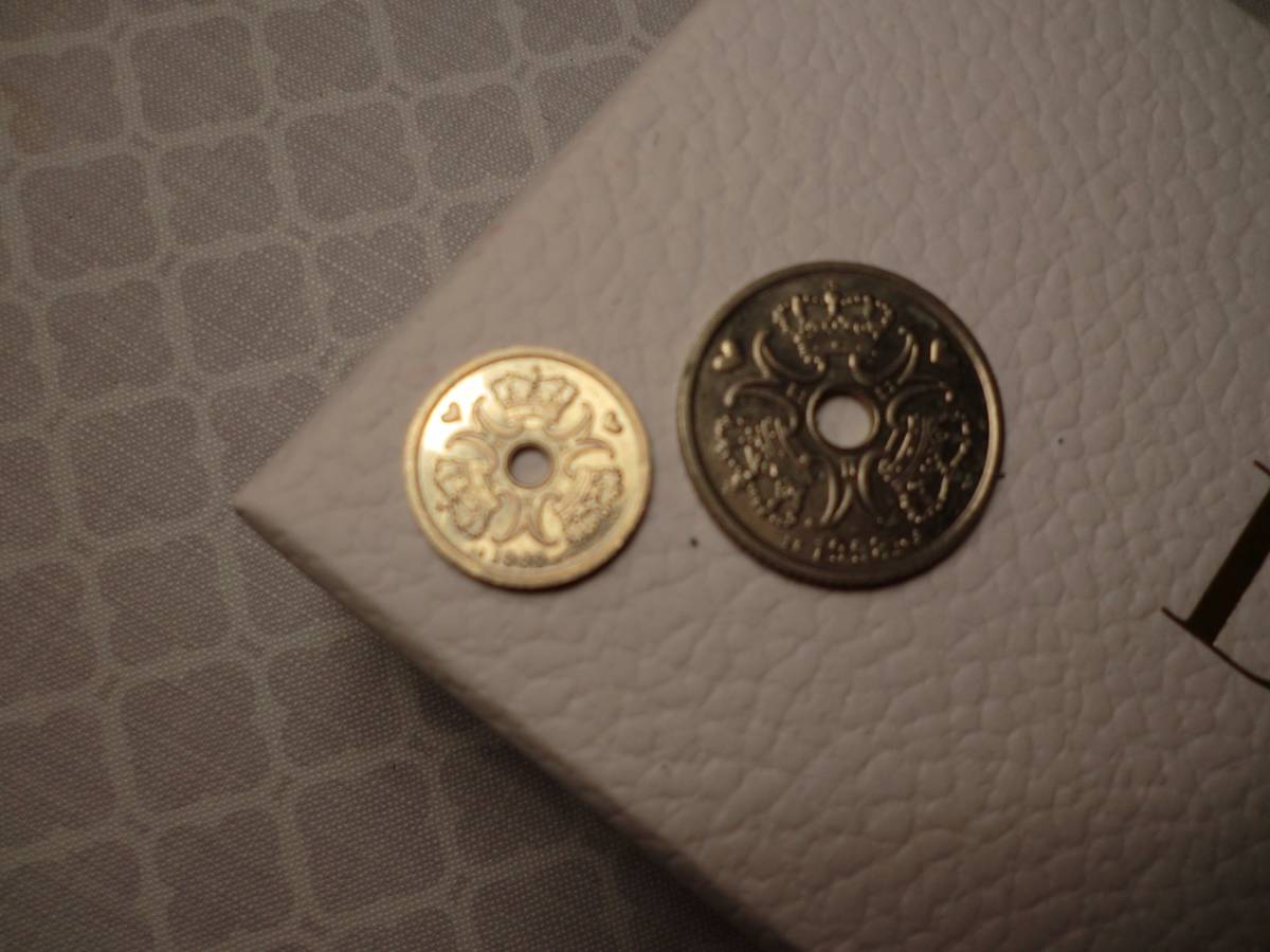 1998年 デンマーク コインセット ラッキーコイン クローネ セット 5クローネ 1クローネ コイン 硬貨 ハート 王冠 幸運 外貨 お金 _画像3