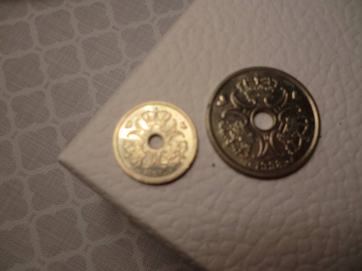 1998年 デンマーク コインセット ラッキーコイン クローネ セット 5クローネ 1クローネ コイン 硬貨 ハート 王冠 幸運 外貨 お金 _画像2