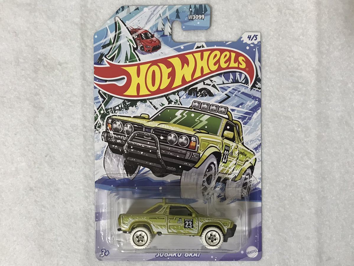 即決 ドンキホーテ ホットウィール SUBARU BRAT 黄緑 HotWheels スバル ブラット ウィンターアソート GOODYEAR グッドイヤー 未開封_画像5