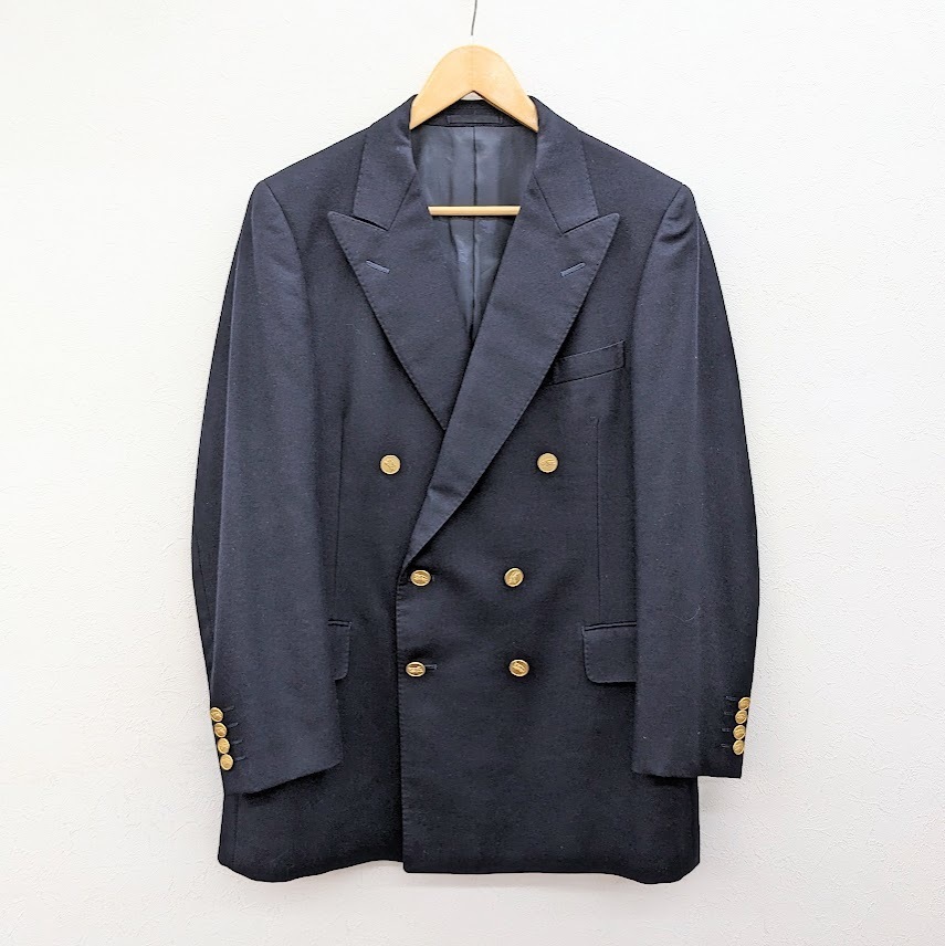90\'s Burberrys Old Burberry z double breast tailored jacket gold button blaser navy blue blur navy old clothes 